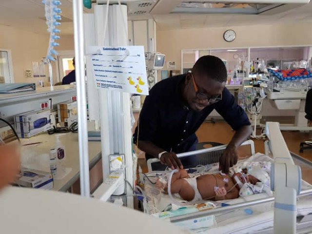 Ameyaw and son at NICU